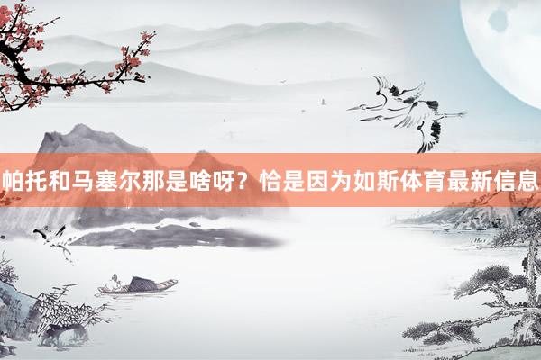 帕托和马塞尔那是啥呀?恰是因为如斯体育最新信息