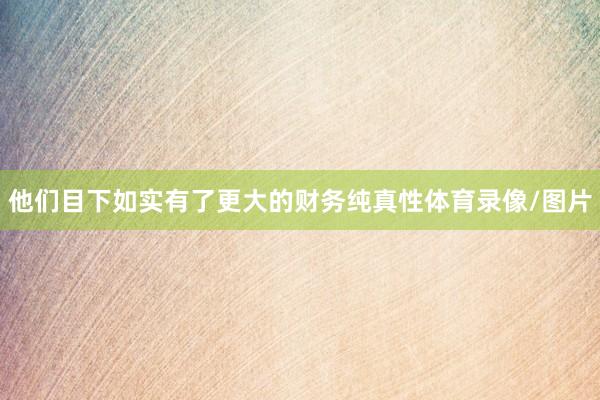 他们目下如实有了更大的财务纯真性体育录像/图片