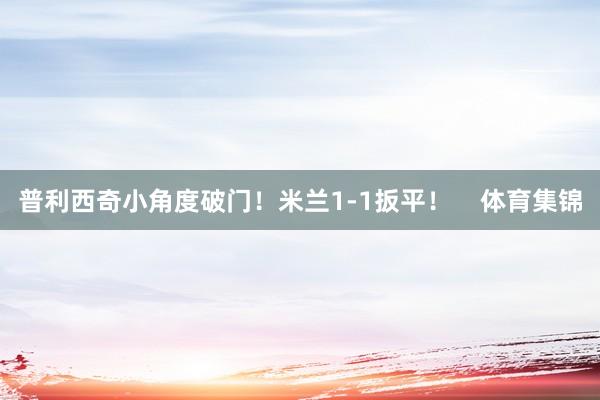 普利西奇小角度破门！米兰1-1扳平！    体育集锦