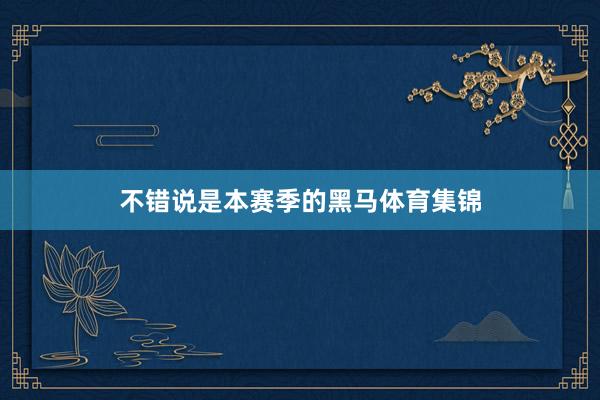 不错说是本赛季的黑马体育集锦