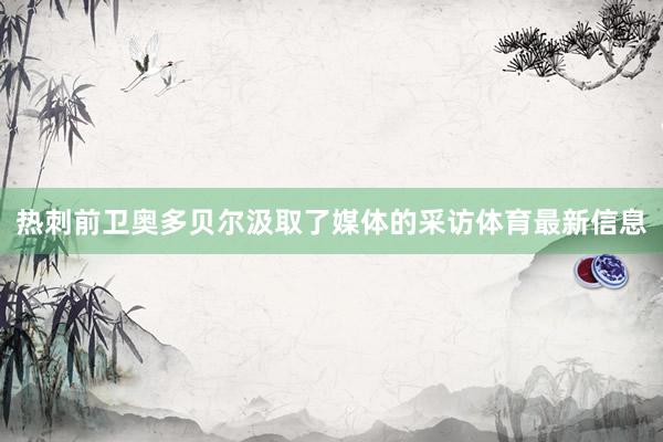 热刺前卫奥多贝尔汲取了媒体的采访体育最新信息