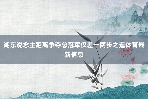 湖东说念主距离争夺总冠军仅差一两步之遥体育最新信息