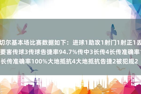 切尔基本场比赛数据如下：进球1助攻1射门1射正1丢失球权4触球27传球19要害传球3传球告捷率94.7%传中3长传4长传准确率100%大地抵抗4大地抵抗告捷2被犯规2    体育赛事直播