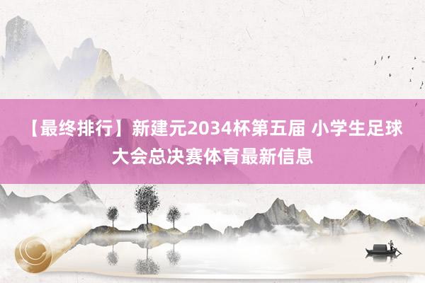 【最终排行】新建元2034杯第五届 小学生足球大会总决赛体育最新信息