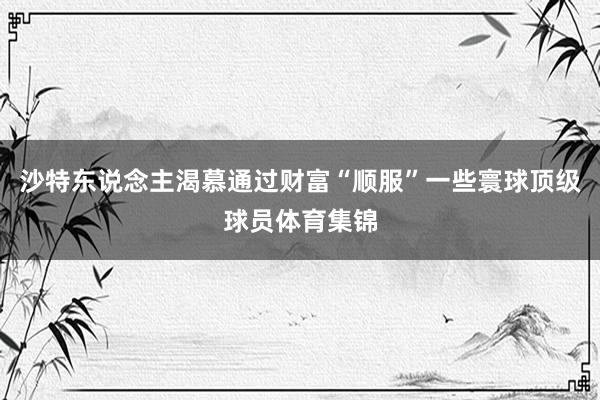 沙特东说念主渴慕通过财富“顺服”一些寰球顶级球员体育集锦