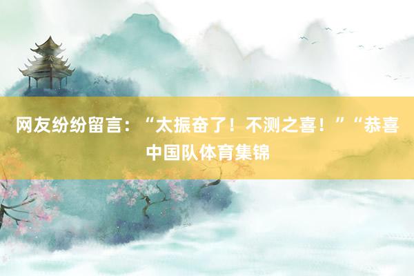 网友纷纷留言：“太振奋了！不测之喜！”“恭喜中国队体育集锦