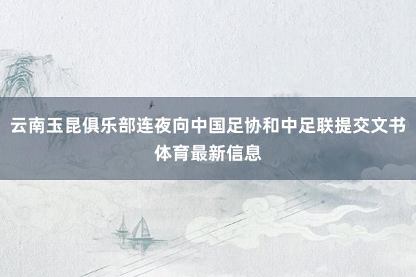 云南玉昆俱乐部连夜向中国足协和中足联提交文书体育最新信息