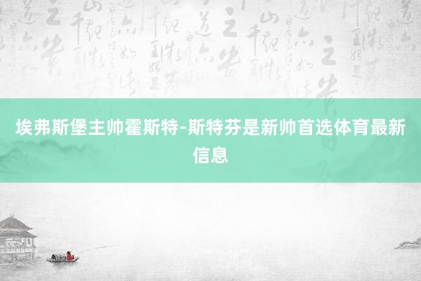 埃弗斯堡主帅霍斯特-斯特芬是新帅首选体育最新信息